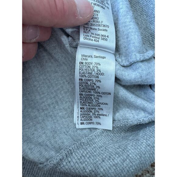 Quiksilver Mens Sweatshirt, size Large, Thermal Hooded Gray w/ Plaid hood - Picture 7 of 13